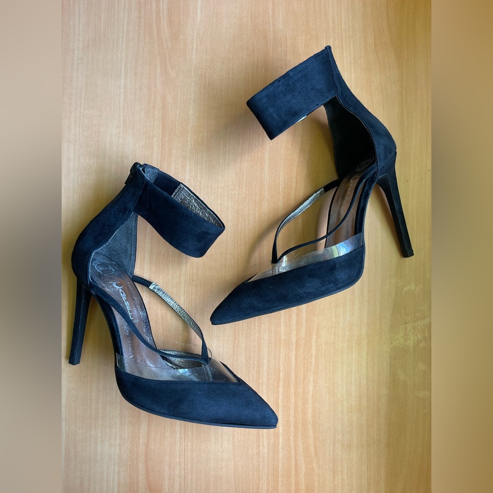 ✨ Jeffrey Campbell Black Ankle Strap Heels – Size 7 ✨